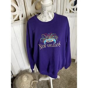 Vintage New Orleans Shirt Mardi Gras Mask Purple Embroidered 90s Soft NEW! XL